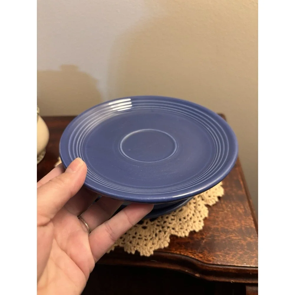 Set of 4 Fiesta Cobalt Blue Saucers Plates one vintage - Picture 5 of 13
